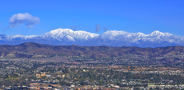 city and mountain view of Ontario CA